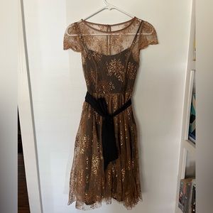 Anthropologie Gold and Black Dress